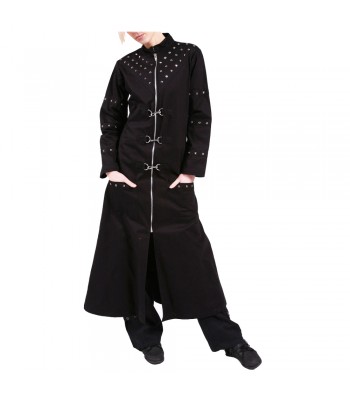 Women Gothic Long Coat Lacing on the Back Side Zipper and Studded Coat (2025)